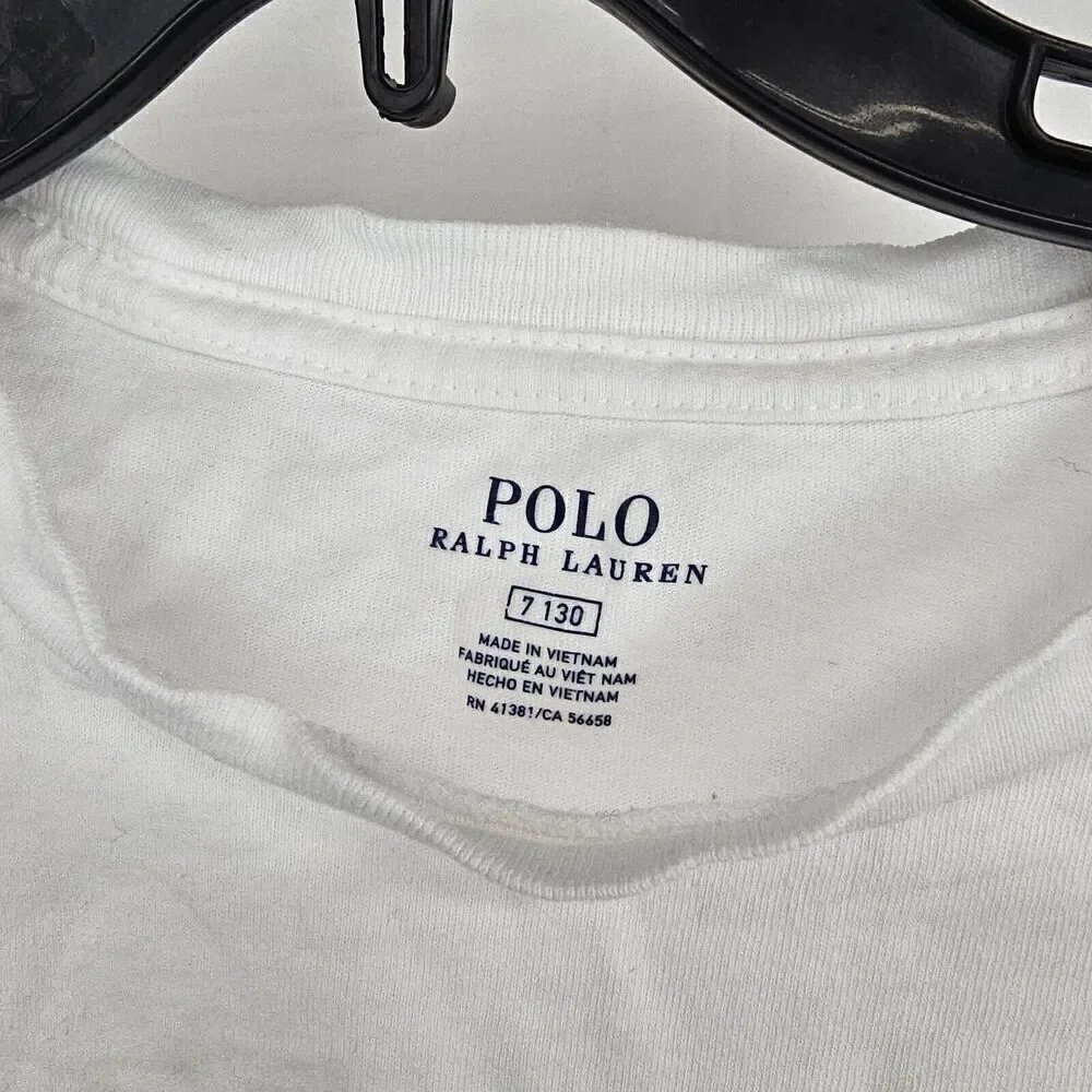 Polo Bear By Ralph Lauren Youth Size 7 White T Shirt Unisex